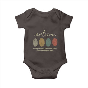 Retro Fingerprint Autism Awareness Baby Onesie Each Print Tells A Different Story TS10 Dark Chocolate Print Your Wear