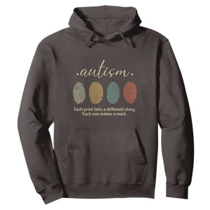 Retro Fingerprint Autism Awareness Hoodie Each Print Tells A Different Story TS10 Dark Chocolate Print Your Wear