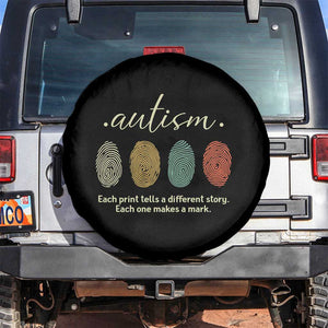 Retro Fingerprint Autism Awareness Spare Tire Cover Each Print Tells A Different Story TS10 No hole Black Print Your Wear