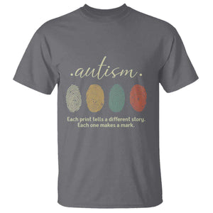Retro Fingerprint Autism Awareness T Shirt Each Print Tells A Different Story TS10 Charcoal Print Your Wear