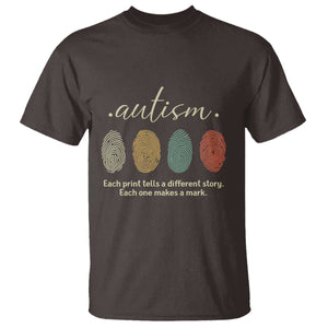 Retro Fingerprint Autism Awareness T Shirt Each Print Tells A Different Story TS10 Dark Chocolate Print Your Wear