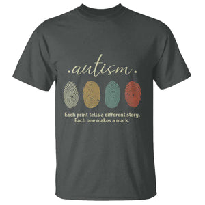 Retro Fingerprint Autism Awareness T Shirt Each Print Tells A Different Story TS10 Dark Heather Print Your Wear