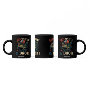 Retro Red White And Bruh Fishing Coffee Mug Funny Patriotic Bass 4th Of July TS02 Print Your Wear