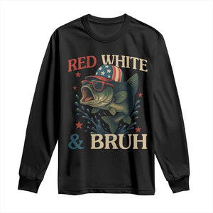 Retro Red White And Bruh Fishing Long Sleeve Shirt Funny Patriotic Bass 4th Of July TS02 Black Print Your Wear