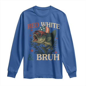 Retro Red White And Bruh Fishing Long Sleeve Shirt Funny Patriotic Bass 4th Of July TS02 Royal Blue Print Your Wear