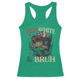 Retro Red White And Bruh Fishing Racerback Tank Top Funny Patriotic Bass 4th Of July TS02 Irish Green Print Your Wear