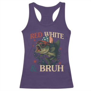 Retro Red White And Bruh Fishing Racerback Tank Top Funny Patriotic Bass 4th Of July TS02 Purple Print Your Wear