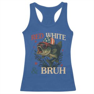 Retro Red White And Bruh Fishing Racerback Tank Top Funny Patriotic Bass 4th Of July TS02 Royal Blue Print Your Wear