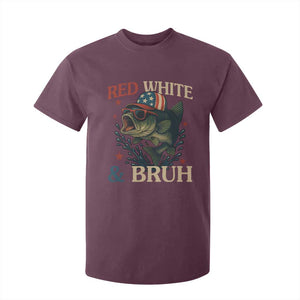 Retro Red White And Bruh Fishing T Shirt For Kid Funny Patriotic Bass 4th Of July TS02 Maroon Print Your Wear
