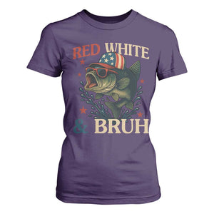 Retro Red White And Bruh Fishing T Shirt For Women Funny Patriotic Bass 4th Of July TS02 Purple Print Your Wear