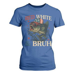 Retro Red White And Bruh Fishing T Shirt For Women Funny Patriotic Bass 4th Of July TS02 Royal Blue Print Your Wear