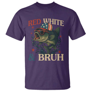 Retro Red White And Bruh Fishing T Shirt Funny Patriotic Bass 4th Of July TS02 Purple Print Your Wear