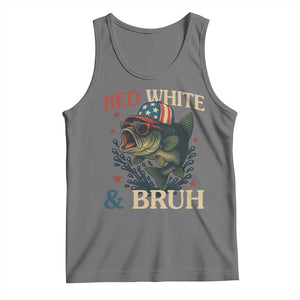 Retro Red White And Bruh Fishing Tank Top Funny Patriotic Bass 4th Of July TS02 Black Heather Print Your Wear