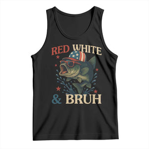 Retro Red White And Bruh Fishing Tank Top Funny Patriotic Bass 4th Of July TS02 Black Print Your Wear