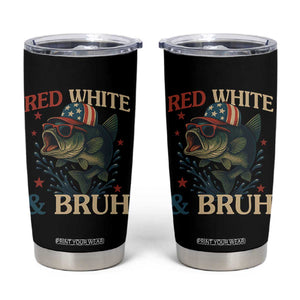 Retro Red White And Bruh Fishing Tumbler Cup Funny Patriotic Bass 4th Of July TS02 Black Print Your Wear
