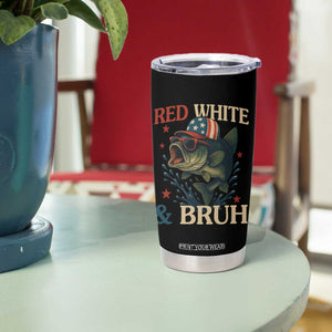 Retro Red White And Bruh Fishing Tumbler Cup Funny Patriotic Bass 4th Of July TS02 Print Your Wear