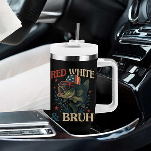 Retro Red White And Bruh Fishing Tumbler With Handle Funny Patriotic Bass 4th Of July TS02 Print Your Wear
