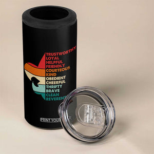 Retro Scout Law Values 4 in 1 Can Cooler Tumbler Vintage Fleur-de-Lis TS02 Print Your Wear