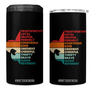 Retro Scout Law Values 4 in 1 Can Cooler Tumbler Vintage Fleur-de-Lis TS02 One Size: 16 oz Black Print Your Wear