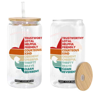 Retro Scout Law Values Glass Can Vintage Fleur-de-Lis TS02 Black Print Your Wear