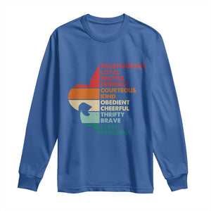 Retro Scout Law Values Long Sleeve Shirt Vintage Fleur-de-Lis TS02 Royal Blue Print Your Wear