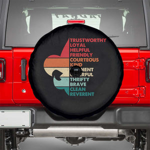 Retro Scout Law Values Spare Tire Cover Vintage Fleur-de-Lis TS02 Black Print Your Wear