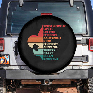 Retro Scout Law Values Spare Tire Cover Vintage Fleur-de-Lis TS02 No hole Black Print Your Wear