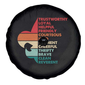 Retro Scout Law Values Spare Tire Cover Vintage Fleur-de-Lis TS02 Print Your Wear