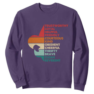 Retro Scout Law Values Sweatshirt Vintage Fleur-de-Lis TS02 Purple Print Your Wear