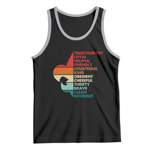 Retro Scout Law Values Tank Top Vintage Fleur-de-Lis TS02 Black Athletic Heather Print Your Wear