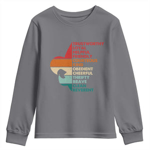 Retro Scout Law Values Youth Sweatshirt Vintage Fleur-de-Lis TS02 Charcoal Print Your Wear