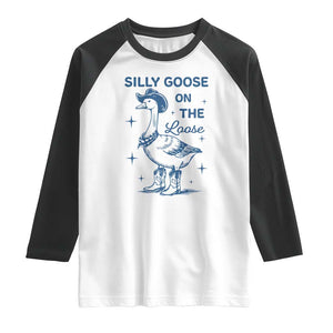 Retro Silly Goose On The Loose Raglan Shirt 90s Aesthetic Funny Cowgirl Western TS10 White Black Print Your Wear