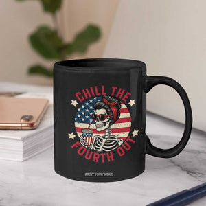 Retro Skeleton 4th of July Coffee Mug Chill The Fourth Out Funny Patriotic American Flag TS02 Print Your Wear