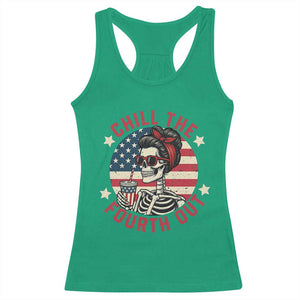 Retro Skeleton 4th of July Racerback Tank Top Chill The Fourth Out Funny Patriotic American Flag TS02 Irish Green Print Your Wear