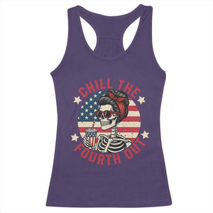 Retro Skeleton 4th of July Racerback Tank Top Chill The Fourth Out Funny Patriotic American Flag TS02 Purple Print Your Wear