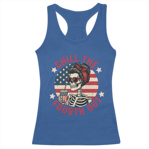 Retro Skeleton 4th of July Racerback Tank Top Chill The Fourth Out Funny Patriotic American Flag TS02 Royal Blue Print Your Wear