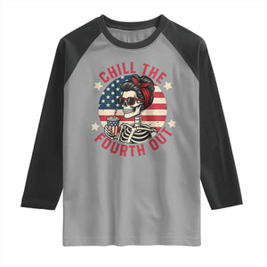 Retro Skeleton 4th of July Raglan Shirt Chill The Fourth Out Funny Patriotic American Flag TS02 Sport Gray Black Print Your Wear