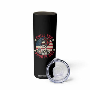 Retro Skeleton 4th of July Skinny Tumbler Chill The Fourth Out Funny Patriotic American Flag TS02 Print Your Wear