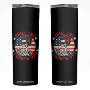 Retro Skeleton 4th of July Skinny Tumbler Chill The Fourth Out Funny Patriotic American Flag TS02 Black Print Your Wear