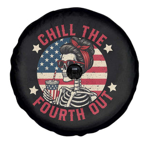 Retro Skeleton 4th of July Spare Tire Cover Chill The Fourth Out Funny Patriotic American Flag TS02 Print Your Wear
