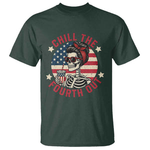 Retro Skeleton 4th of July T Shirt Chill The Fourth Out Funny Patriotic American Flag TS02 Dark Forest Green Print Your Wear