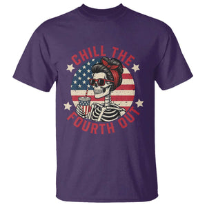 Retro Skeleton 4th of July T Shirt Chill The Fourth Out Funny Patriotic American Flag TS02 Purple Print Your Wear