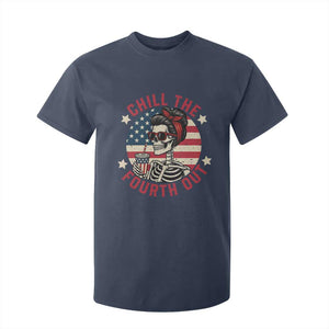 Retro Skeleton 4th of July T Shirt For Kid Chill The Fourth Out Funny Patriotic American Flag TS02 Navy Print Your Wear