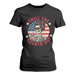 Retro Skeleton 4th of July T Shirt For Women Chill The Fourth Out Funny Patriotic American Flag TS02 Black Print Your Wear