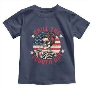 Retro Skeleton 4th of July Toddler T Shirt Chill The Fourth Out Funny Patriotic American Flag TS02 Navy Print Your Wear