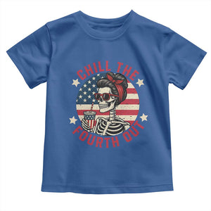 Retro Skeleton 4th of July Toddler T Shirt Chill The Fourth Out Funny Patriotic American Flag TS02 Royal Blue Print Your Wear