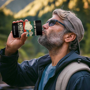 Retro Twin Dad 4 in 1 Can Cooler Tumbler Like A Normal But Just Twice As Cool TS10 Print Your Wear