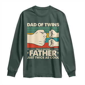 Retro Twin Dad Long Sleeve Shirt Like A Normal But Just Twice As Cool TS10 Dark Forest Green Print Your Wear