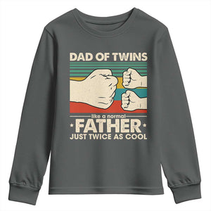 Retro Twin Dad Youth Sweatshirt Like A Normal But Just Twice As Cool TS10 Dark Heather Print Your Wear