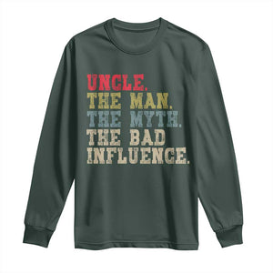 Retro Uncle Long Sleeve Shirt Best Funny Uncle Fathers Day TS10 Dark Forest Green Print Your Wear